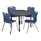 Regency Tables > Height Adjustable > Round Mobile Table & Chair Sets, 42 W, 42 L, 23-34 H, Grey TB42RNDGYAPCBK40NV - alternate 1